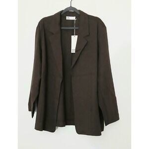 Pari Passu Ponte Debi Open Blazer Women's Size 20 Brown Luxury Lightweight NWT